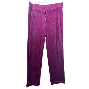 Made for Life Womens Pants Sz M Purple Velour Soft Comfy Athleisure Straight Leg